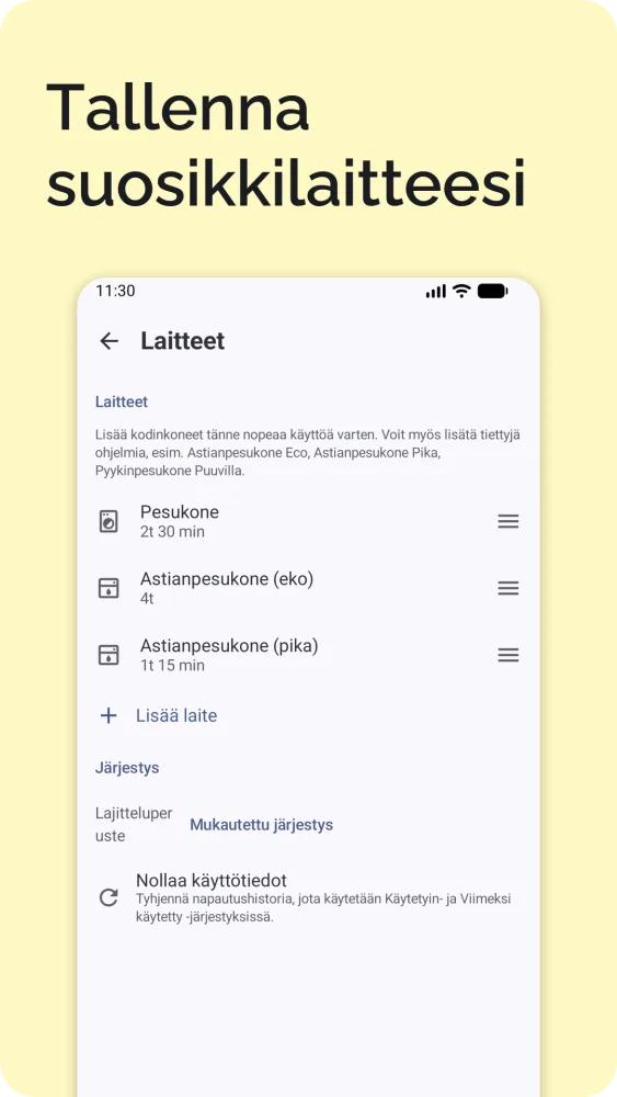 Asetukset tallennetuilla laitteilla, sähköauton latauksella, kielellä, maalla ja aikavyöhykkeellä