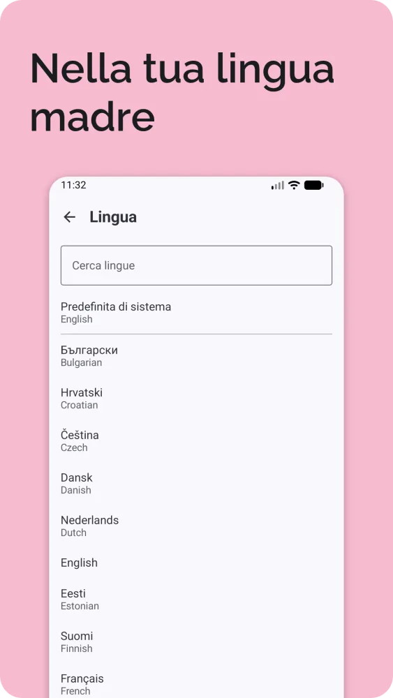 Selezione della lingua tra 25 lingue europee