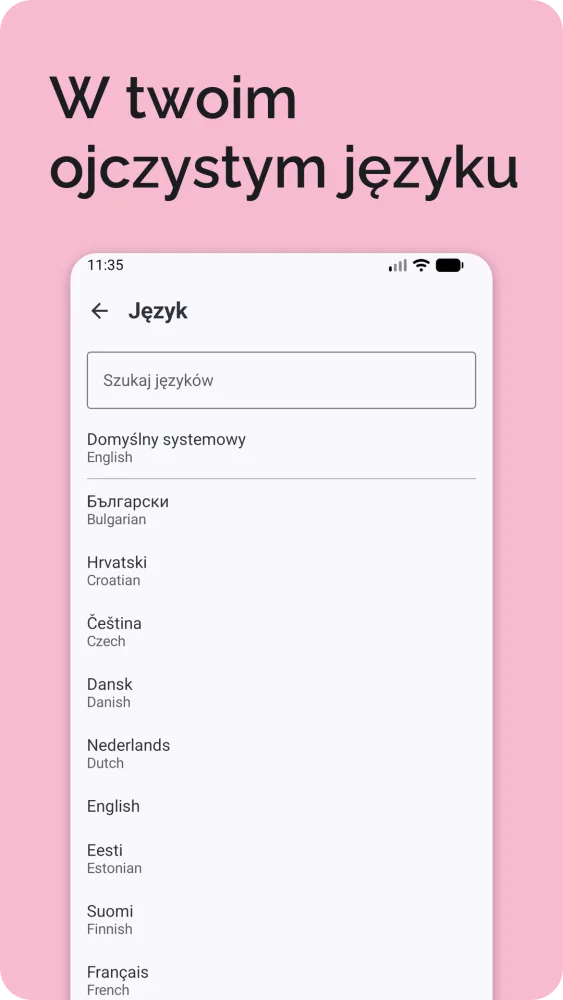 Wybór języka z 25 języków europejskich