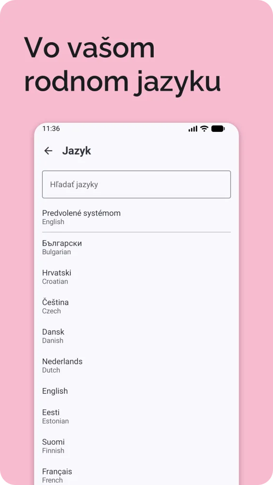 Výber jazyka z 25 európskych jazykov